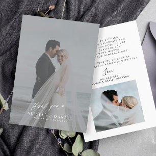 Carte De Remerciements Mariage de superposition de photo de script modern