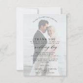 Carte De Remerciements Mariage de superposition de script photo moderne s (Devant)