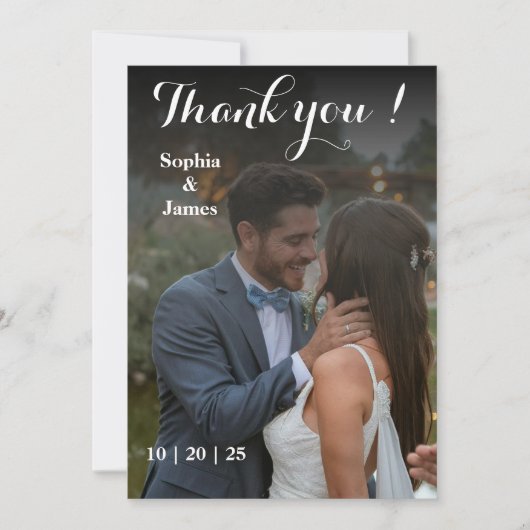 Carte de remerciements Mariage de superposition mo (Devant)