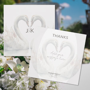 Carte de remerciements Mariage de Swans romantique