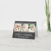 Carte De Remerciements Mariage de tableau de bord de script rustique noir (Devant)