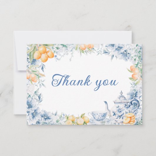 Carte de remerciements Mariage de théière Floral B (Devant)