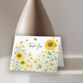 Carte de remerciements Mariage de tournesol aquare