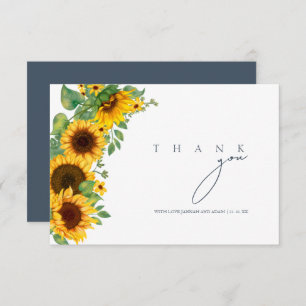 Carte De Remerciements Mariage de tournesol Boho Royal Blue Opulence