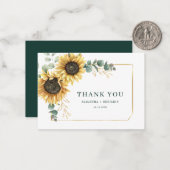 Carte de remerciements Mariage de tournesol Eucaly (Devant/Arrière en situation)