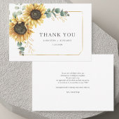 Carte De Remerciements Mariage de tournesol fleuri Eucalyptus