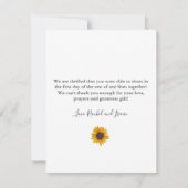 Carte de remerciements Mariage de tournesol rustiq (Dos)