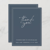 Carte De Remerciements Mariage de typographie de script d'opulence bleue (Devant / Derrière)