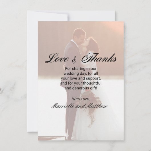 Carte De Remerciements Mariage de typographie de script noir classique (Dos)