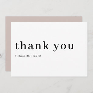 Carte De Remerciements Mariage de typographie de script Serif minimaliste