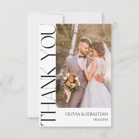 Carte De Remerciements Mariage de typographie moderne (Devant)