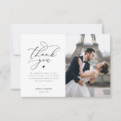 Carte De Remerciements mariage de typographie noire (Devant)