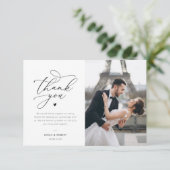 Carte De Remerciements mariage de typographie noire (Debout devant)