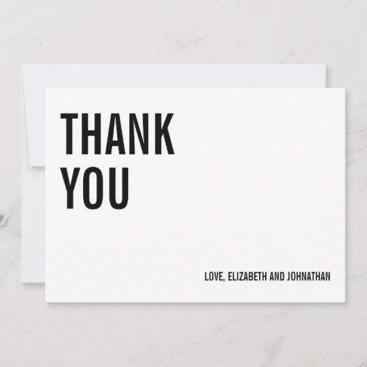 Carte de remerciements Mariage de typographie simp (Devant)