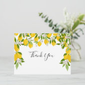 Carte De Remerciements Mariage de verdure aux citrons en fleurs (Debout devant)