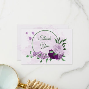 Carte De Remerciements Mariage de verdure aux fleurs violettes