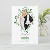 Carte De Remerciements Mariage de verdure de bois d'eucalyptus à l'aquare (Debout devant)
