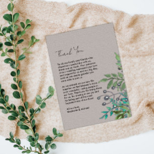 Carte De Remerciements Mariage de verdure rustique moderne