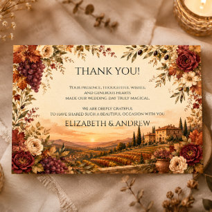 Carte De Remerciements Mariage de vignoble automnal rustique