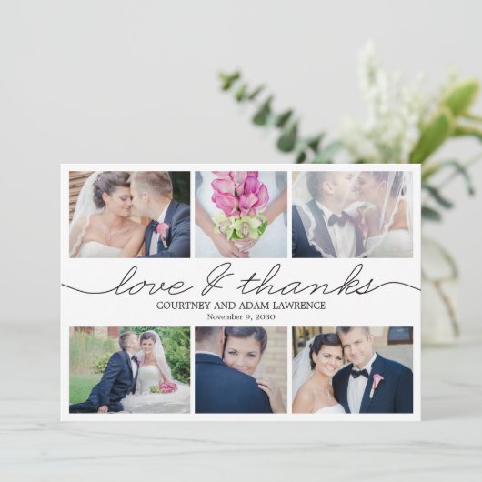 Carte de remerciements Mariage d'écriture agréable (Debout devant)