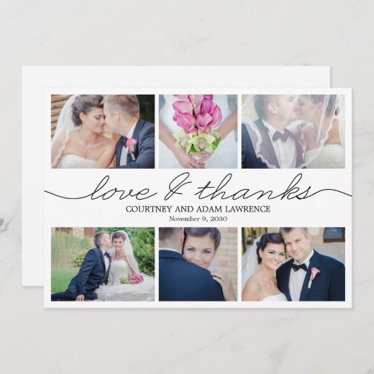 Carte de remerciements Mariage d'écriture agréable (Devant / Derrière)