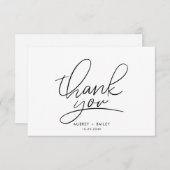 Carte De Remerciements Mariage d'écriture minimaliste moderne (Devant / Derrière)