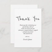 Carte De Remerciements Mariage d'écriture moderne simple noir et blanc (Devant / Derrière)