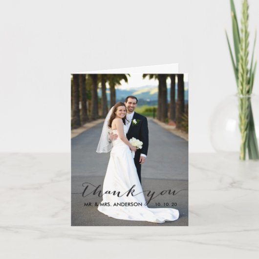 Carte de remerciements Mariage d'écriture simple (Devant)