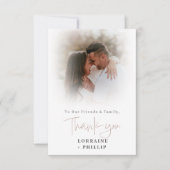 Carte De Remerciements Mariage d'effet dégradé de photo en script roman (Devant)