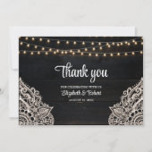 Carte De Remerciements Mariage d'élégance rustique noir et blanc (Devant)