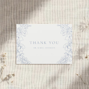 Carte De Remerciements Mariage délicat floral bleu sans photo