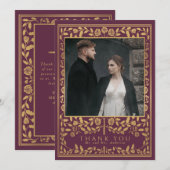 Carte De Remerciements Mariage d'épée médiévale Mauve (Devant / Derrière)