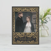 Carte De Remerciements Mariage d'épée médiévale noire (Debout devant)