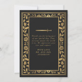 Carte De Remerciements Mariage d'épée médiévale noire (Dos)
