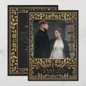 Carte De Remerciements Mariage d'épée médiévale noire (Devant / Derrière)