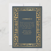 Carte De Remerciements Mariage d'épée médiévale royale gris (Dos)