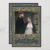 Carte De Remerciements Mariage d'épée médiévale royale gris (Devant / Derrière)