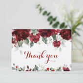 Carte De Remerciements Mariage d'Epiphanie Red Peony (Debout devant)