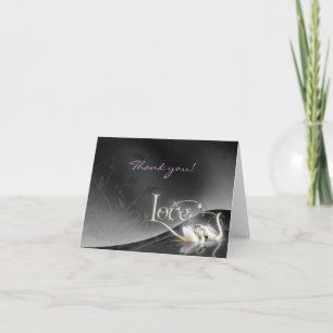 Carte De Remerciements Mariage des cygnes d'amour