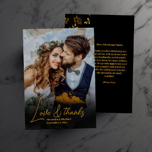 Carte De Remerciements Mariage des étoiles célestes mystiques d'or noir