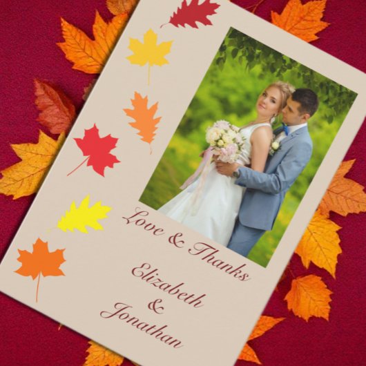 Carte De Remerciements Mariage des feuilles automnales