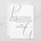 Carte De Remerciements Mariage des initiales du monogramme noir et blanc (Devant)