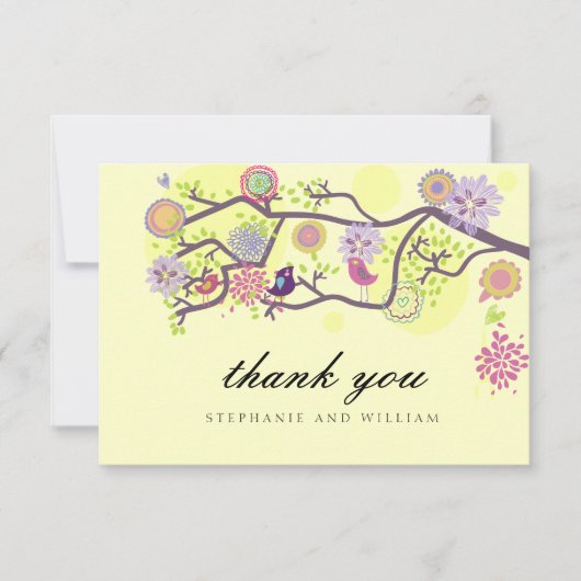 Carte de remerciements Mariage des Inséparables iv (Devant)