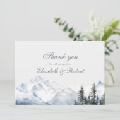 Carte De Remerciements Mariage des monts et pins de neige (Debout devant)