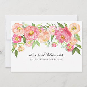 Carte De Remerciements Mariage des pivoines aquarelles