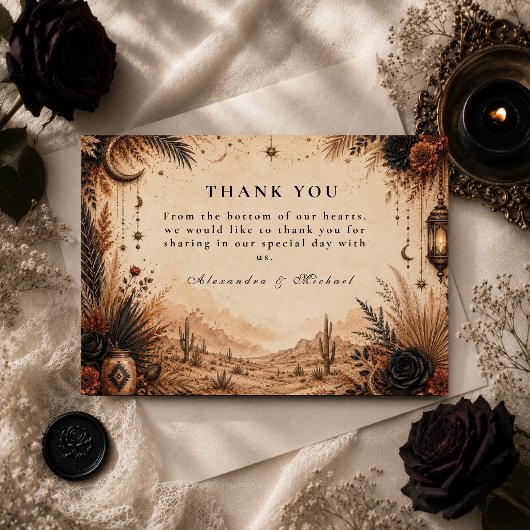 Carte De Remerciements Mariage Désert Boho Goth