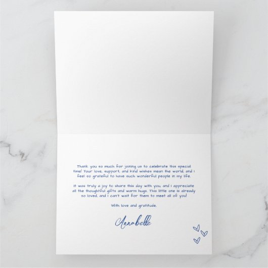 Carte De Remerciements Mariage Dessiné à la Main avec des Éléments Bleus (Intérieur)