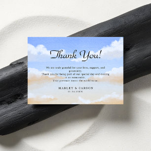 Carte De Remerciements Mariage d'été de plage de ciel bleu radiant