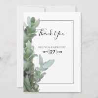 Carte de remerciements Mariage d'Eucalyptus en arg