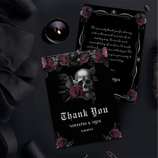 Carte De Remerciements Mariage d'Halloween gothique de Bourgogne